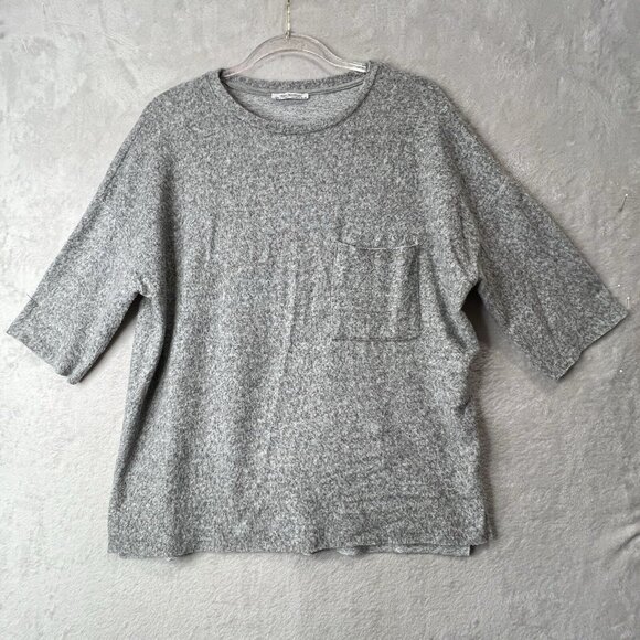 Zara Top Women’s Small Oversized Cozy Soft Pocket Tee In Gray (flaw) - Picture 1 of 11